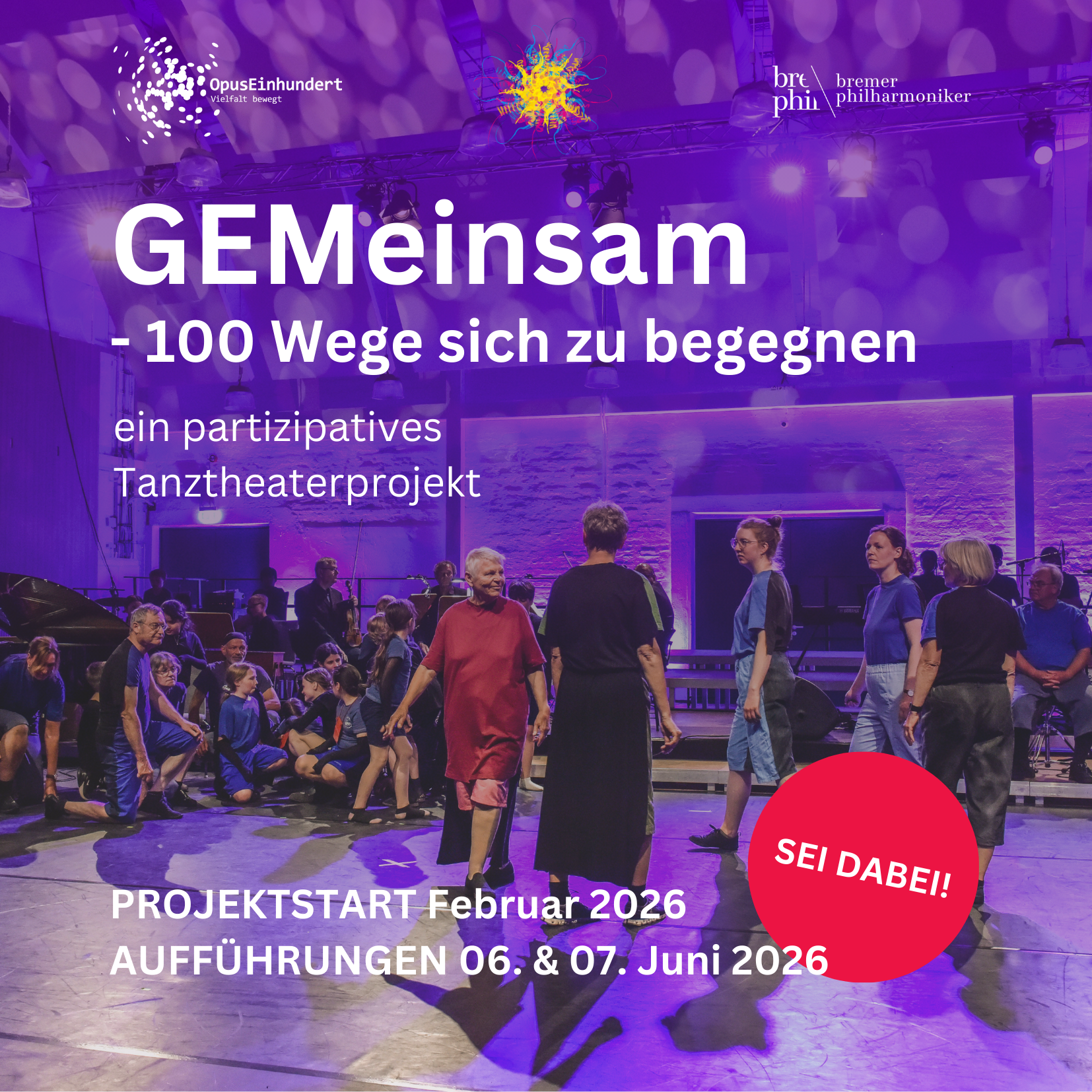 Aufruf zum Mitmachen bei dem partizipativen Tanztheaterprojekt "GEMeinsam - 100 Wege sich zu begegnen"